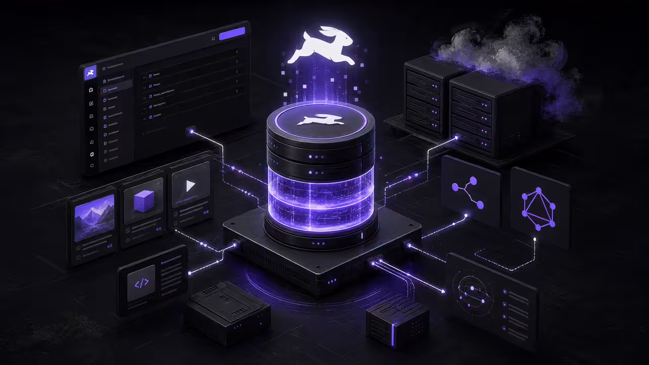 Ilustração do Directus auto-hospedado em uma VPS, conectando um banco de dados a APIs, conteúdo e arquivos de mídia