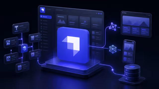 Ilustração do Strapi auto-hospedado em uma VPS, conectando painel de conteúdo, APIs e banco de dados