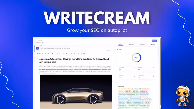 Writecream - Your SEO Agent - lifetime deal no AppSumo
