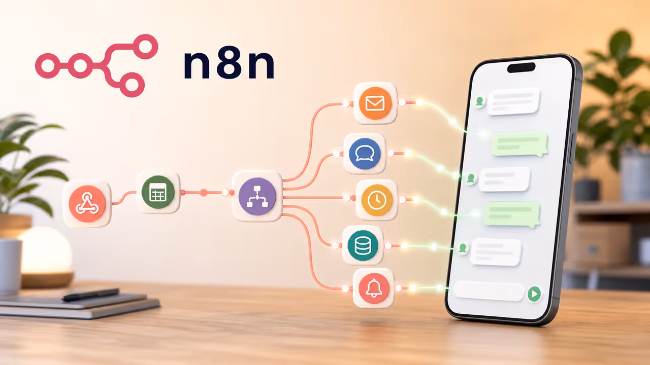 Fluxo do n8n respondendo mensagens de WhatsApp automaticamente