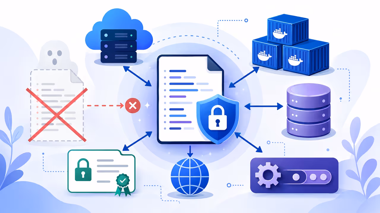 Ilustração: Configure o `.env` sem copiar segredos de exemplo