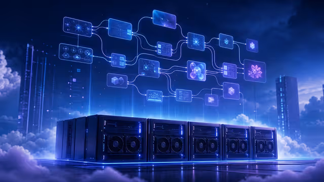 Ilustração de fluxo de nós do ComfyUI rodando em GPU na nuvem