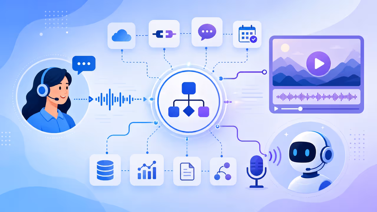 Ilustração: Como Usar ElevenLabs no n8n em 2026: Voz IA para Atendimento, Vídeo e Automação