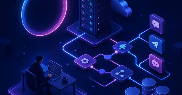 Ilustração de teste controlado de VPS para automação self-hosted