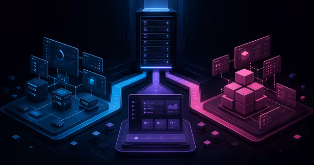 Comparação visual entre três caminhos de painel self-hosted conectados a uma VPS