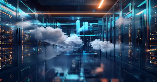 Foto editorial do Google Cloud e IA, mostrando infraestrutura em nuvem com gráficos de custos