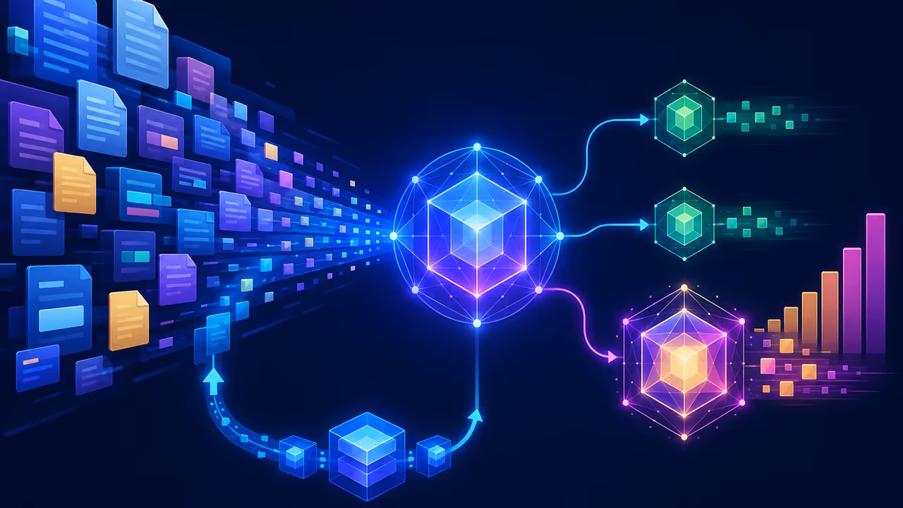 Fluxo de contexto amplo com cache e roteamento entre modelos de IA