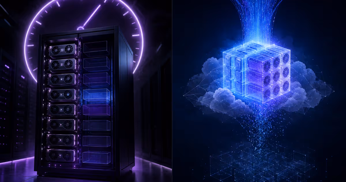 Comparação visual entre GPU mensal sempre ligada e worker de GPU que escala a zero
