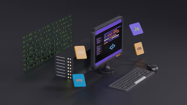 Setup moderno de computador com teclado e mouse para artigo sobre software e ferramentas digitais
