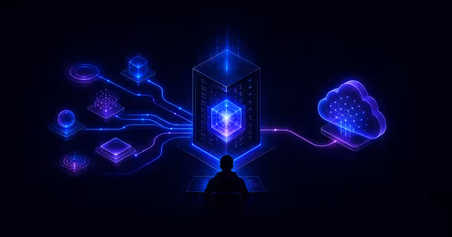 Ilustração de agente de IA conectado a uma VPS e a APIs externas