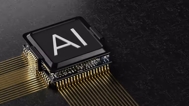 Chip de computador com a letra IA impressa, representando inteligência artificial e processamento de imagens - capa do guia da API do Leonardo AI