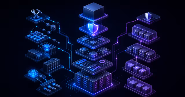 Pilha modular de VPS com painel abstrato, segurança, backup e duas rotas de operação