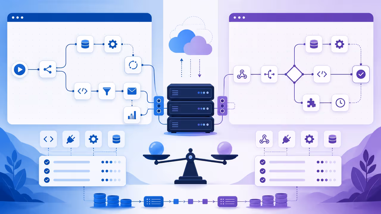 Ilustração: Node-RED vs n8n em 2026: qual automação self-hosted escolher?