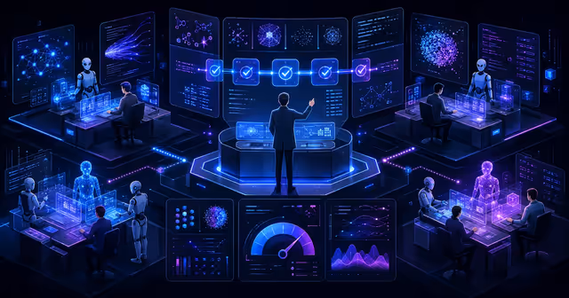 Pesquisador humano supervisiona agentes de IA em laboratório com experimentos paralelos e medidor de custo computacional