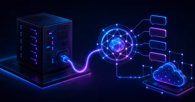 Servidor VPS alimentando um agente de IA conectado a mensagens e API externa na nuvem