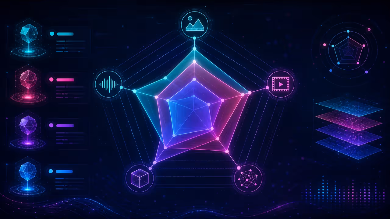 Comparativo visual de hubs de API por modalidade de IA