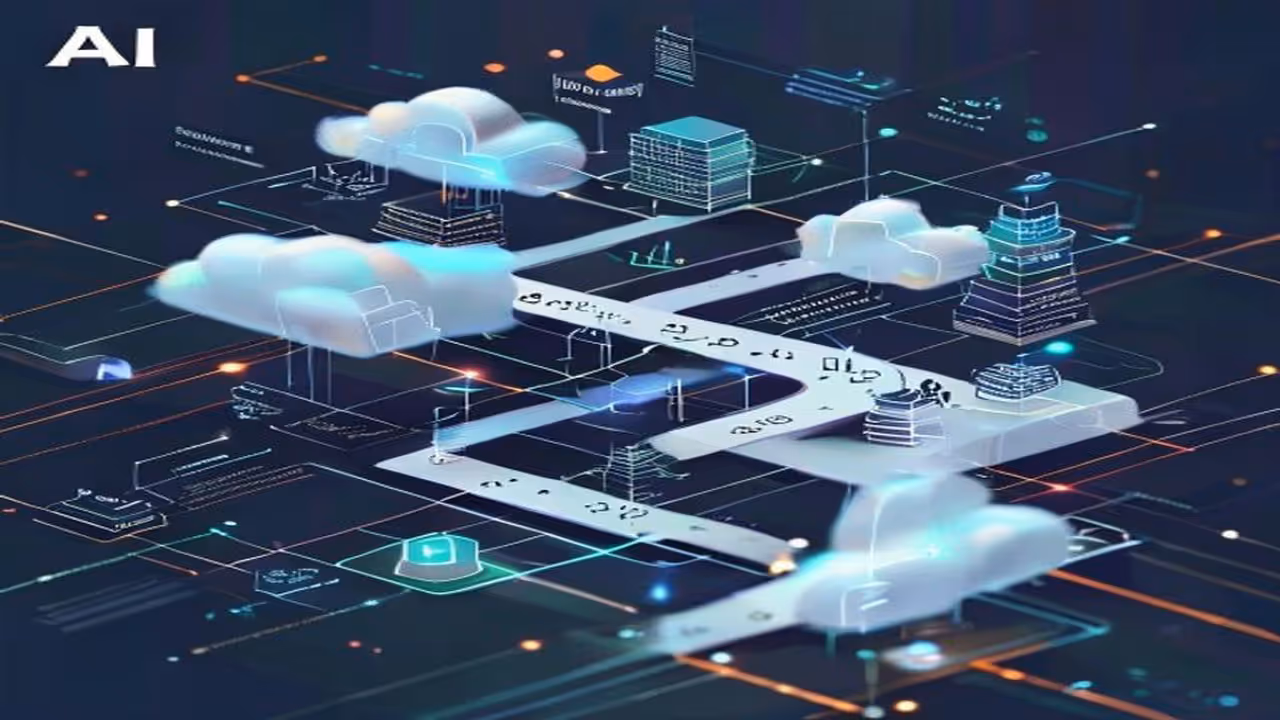 Ilustração da decisão entre usar GPU cloud ou API pronta para produção de IA.