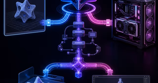 Objeto 3D gerado segue três rotas: Studio no navegador, pipeline de API e workstation com GPU.