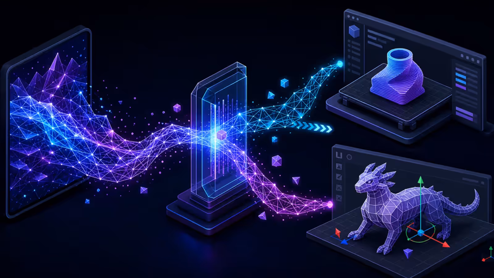 Malha 3D gerada por IA passa por validação antes de seguir para um fatiador e uma engine de jogos