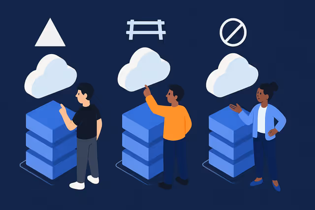 Ilustracao comparativa Vercel vs Railway vs Render 2026 com tres personagens representando cada plataforma em estilo flat design moderno com fundo azul escuro